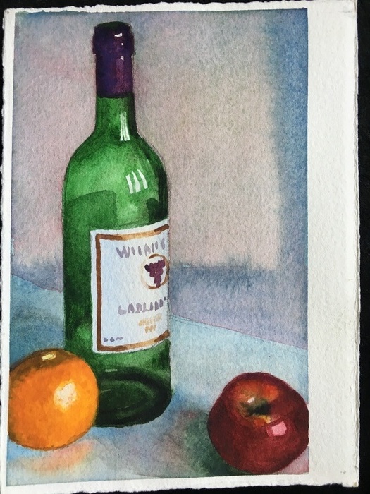 Bottle and Fruit